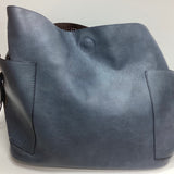 Gray Blue Leather Purse