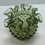 Vintage Green Hobnail Vase