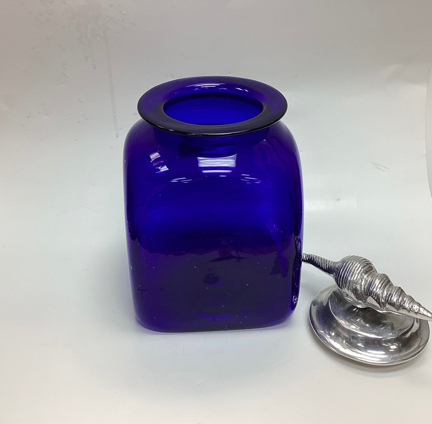 Blown Cobalt Blue Decanter With Lid