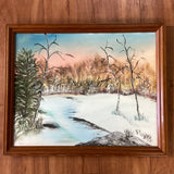 Framed Snowy Landscape Picture