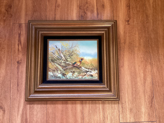 Framed Pheasant Painted Canvas