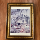 Asian Horse Scene Framed in Glass