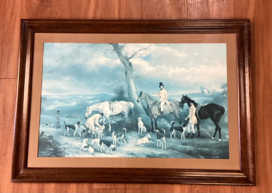 Vintage Framed Hound & Horse Picture