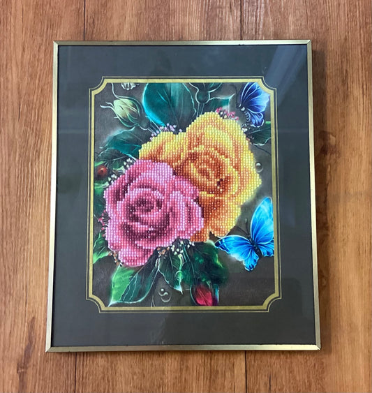 Framed Diamond Art Floral Picture