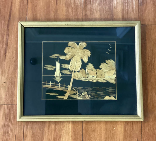 Vintage Framed Japanese Straw Picture