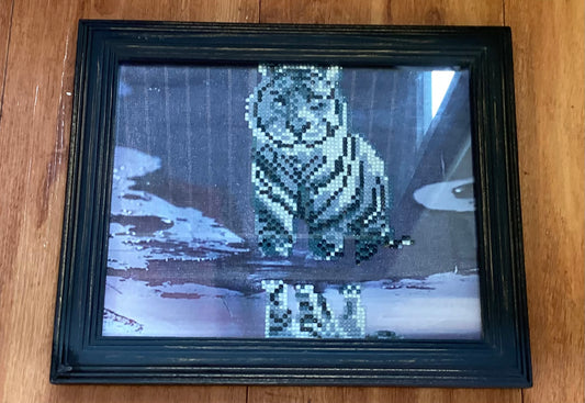 Framed White Tiger Diamond Art