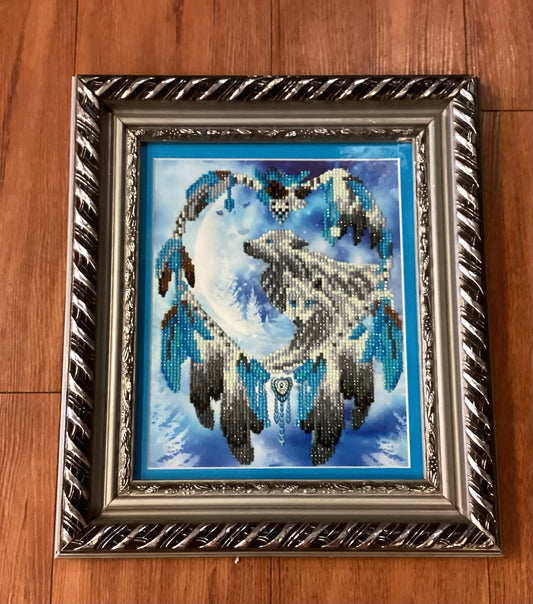 Framed Wolf Diamond Art