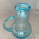 Vintage 1960s Turquoise Farm Glass Pitcher with Lid/Glass