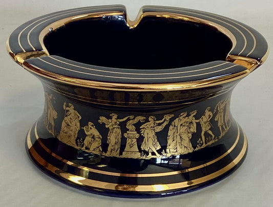 Black Grecian 24 Karat Gold Ashtray