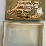 Vintage Gold-Toned Ship Box