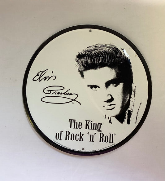 Elvis Presley King of Rock & Roll Metal Round Sign