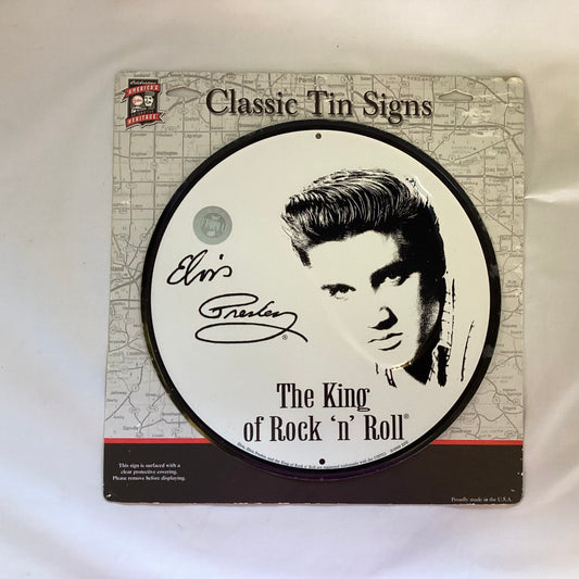 Elvis Presley King of Rock & Roll Metal Round Sign