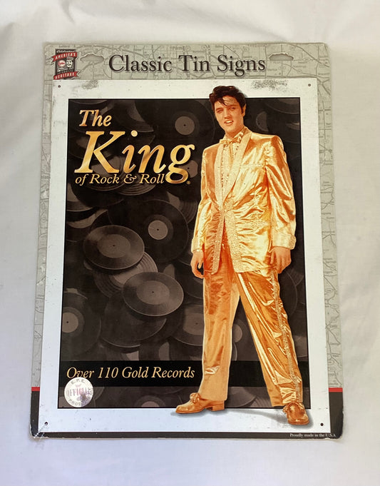 Elvis Presley “The King of Rock & Roll” Classic Tin Sign “Over 110 Gold Records”