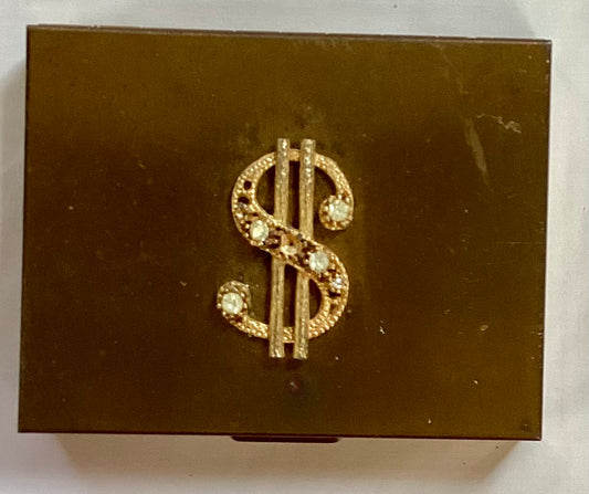 Copper Toned Metal Box with Gold Money Sign Accent