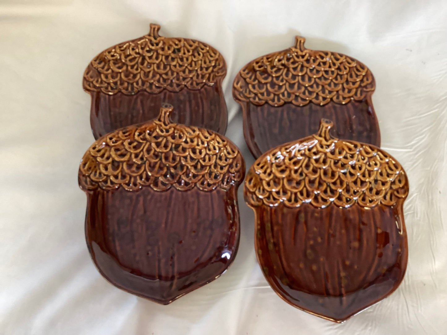 Set of Seven Acorn Decor Plates