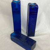 Cobalt Blue Italian Glass Candlestick Trio