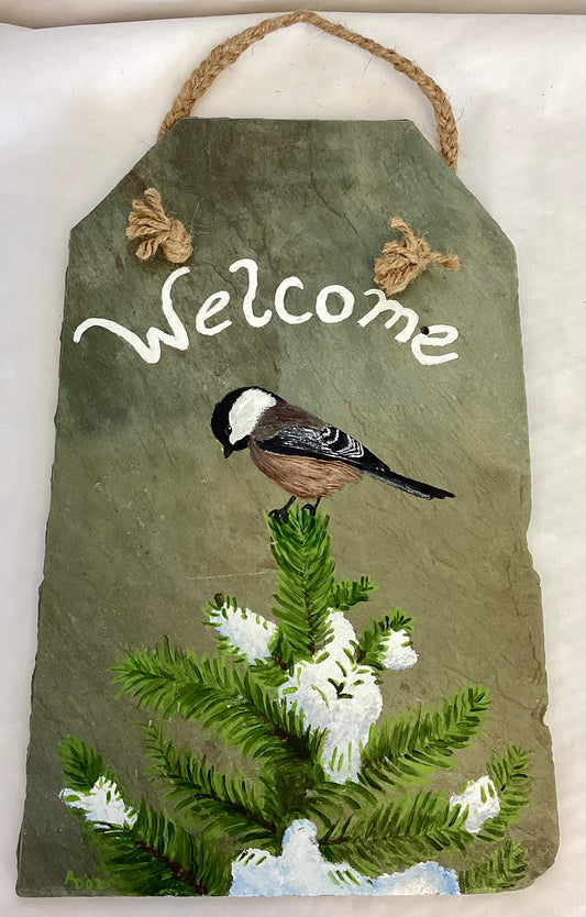 “Welcome” Stone Sign