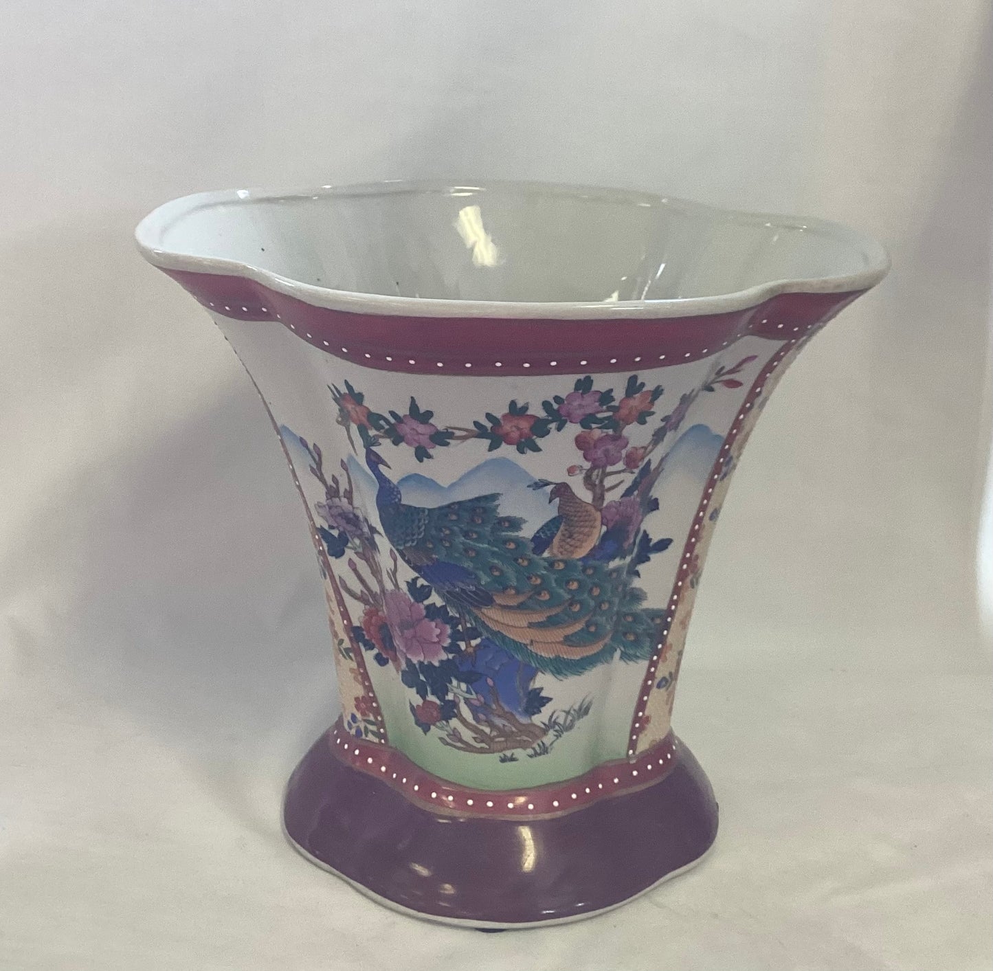 Large Asian  Peacock Vase