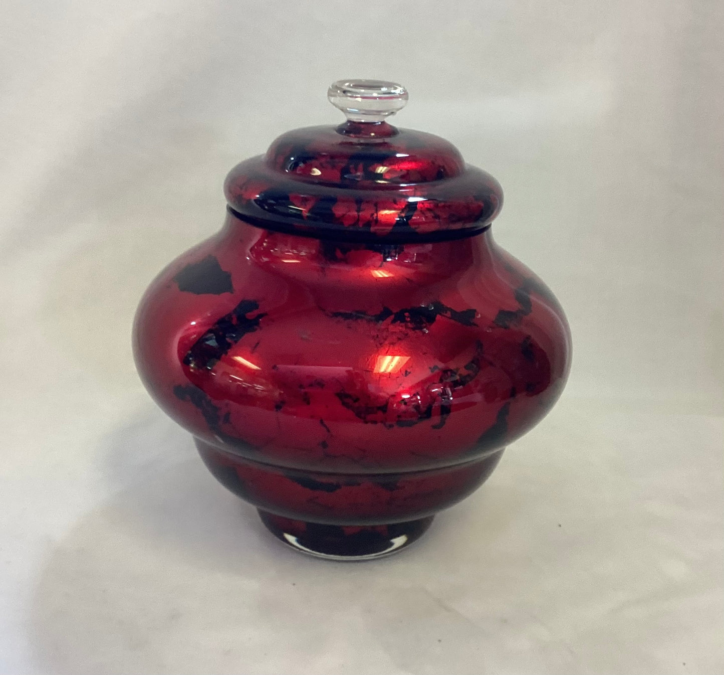 Red and Black Glass Urn