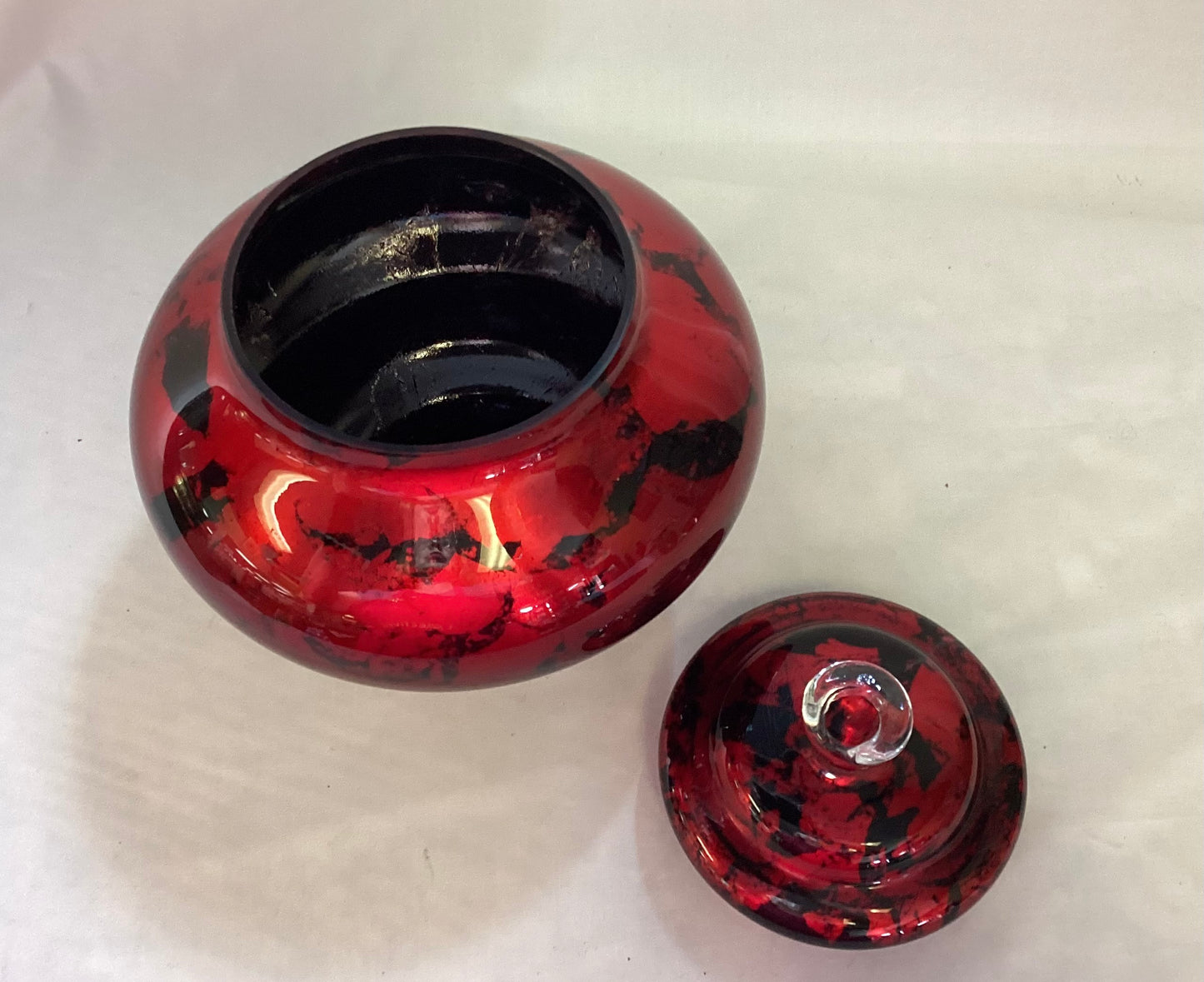 Red and Black Glass Urn