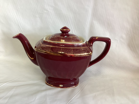 Hall Teapot Garnet & Gold