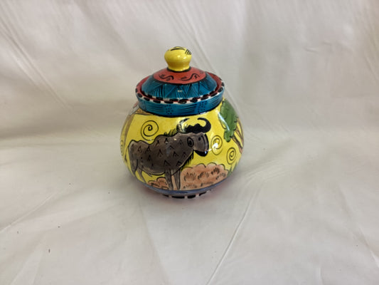 Hand Painted Jar with Lid