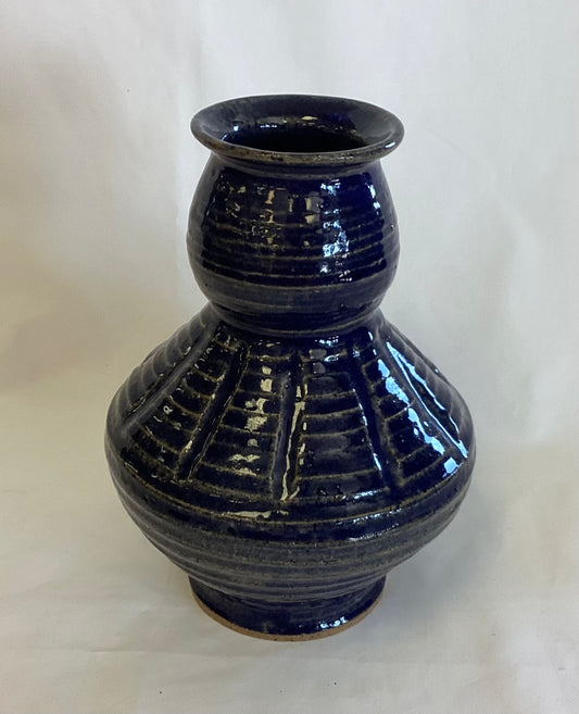 Heavy Cobalt Blue Pottery Vase