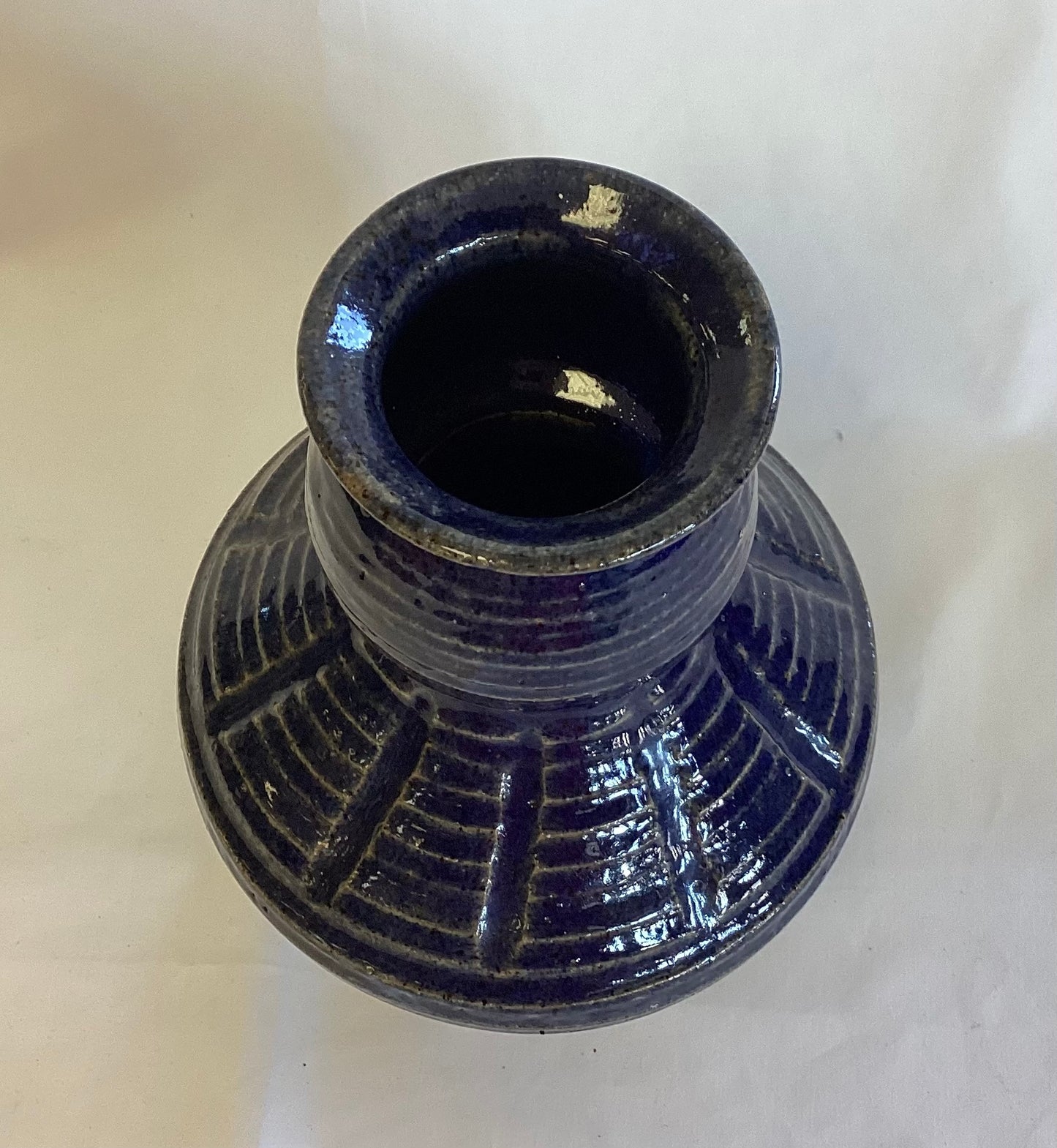 Heavy Cobalt Blue Pottery Vase