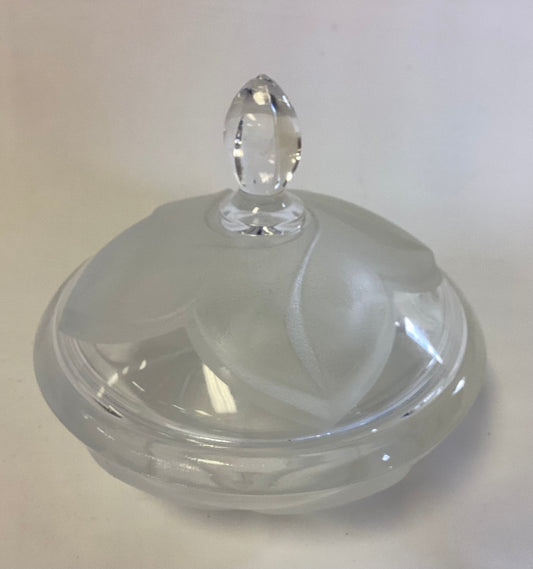 Glass Petal  Candy Dish with Lid