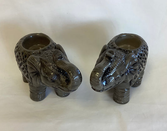 Grey Elephants Candle Holder Pair