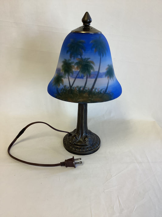 American Art Deco Reverse Painted Lamp