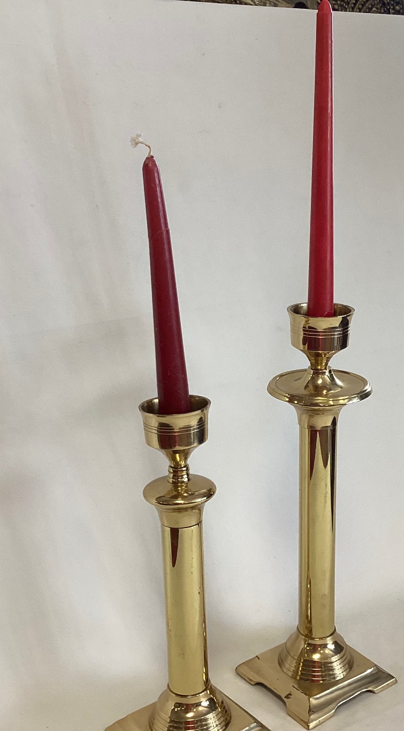 2 Brass Candle Holders w/candles