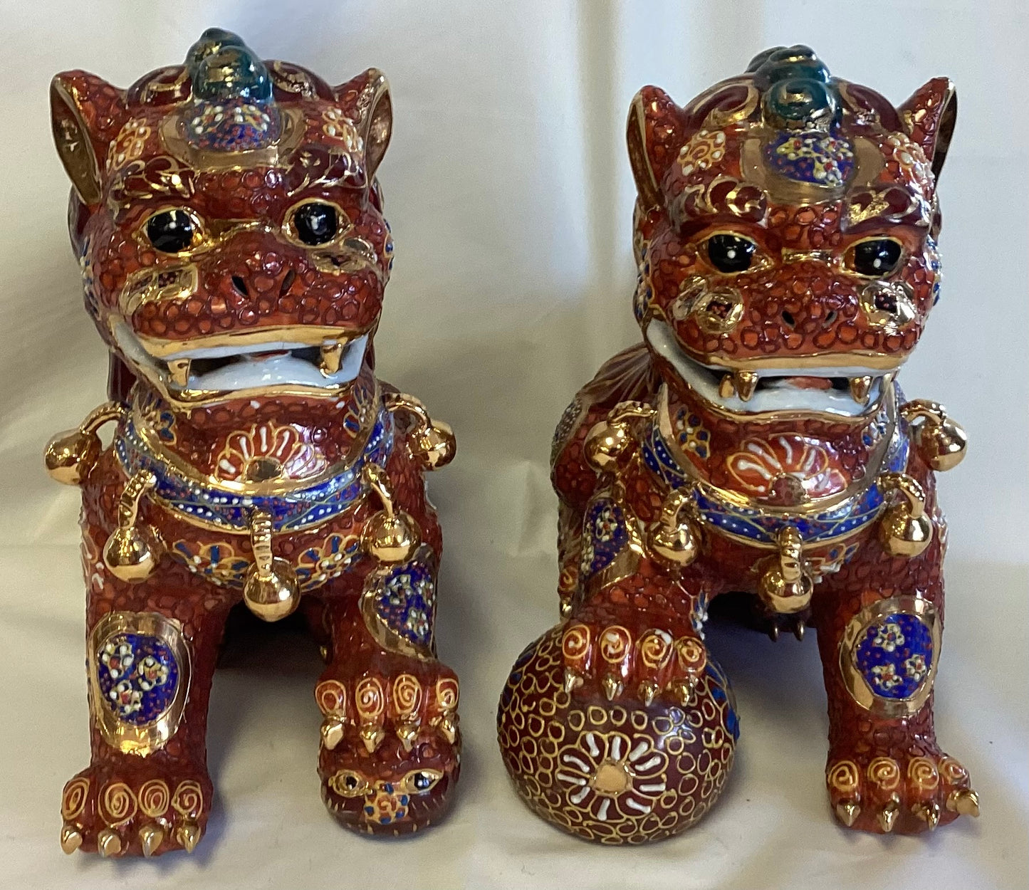 Pair of Large Red Foo Dogs