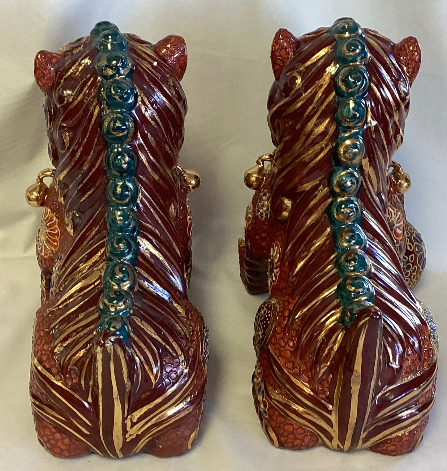 Pair of Large Red Foo Dogs