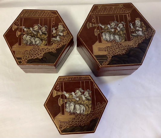 Asian 5 Sided Nesting Boxes - set of 3