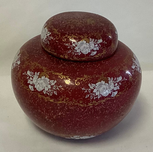 Asian Burgundy Urn w/lid