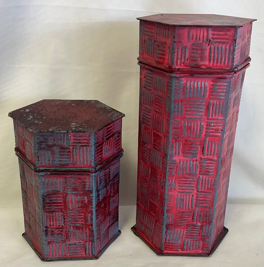 Red Metal Decor set of 2