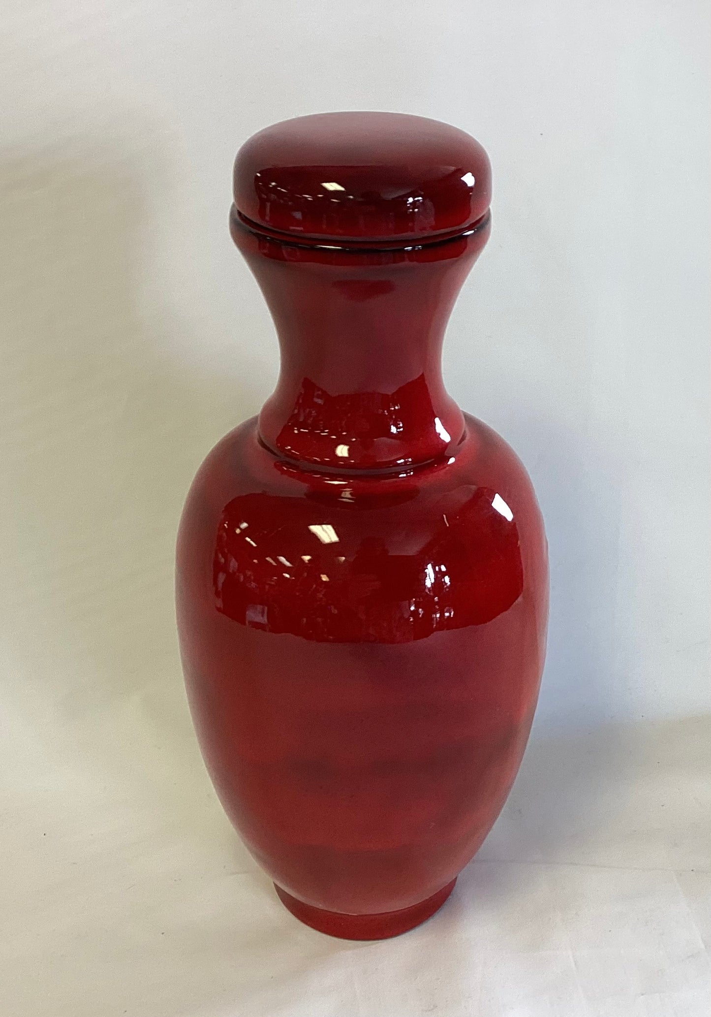 Red Asian Vase with Lid