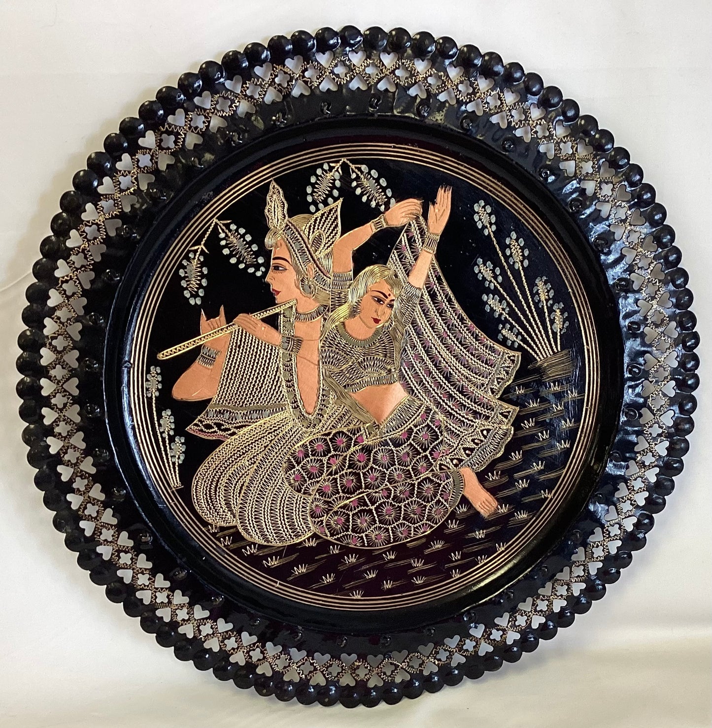 Handmade Hindu Carved Metal Plate