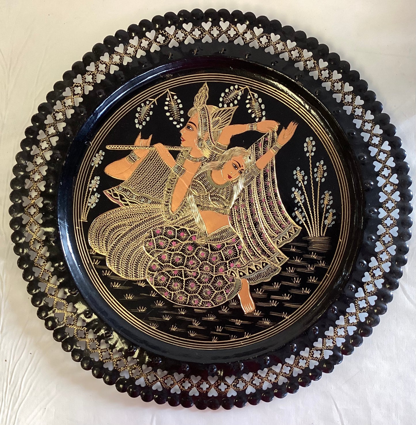 Handmade Hindu Carved Metal Plate