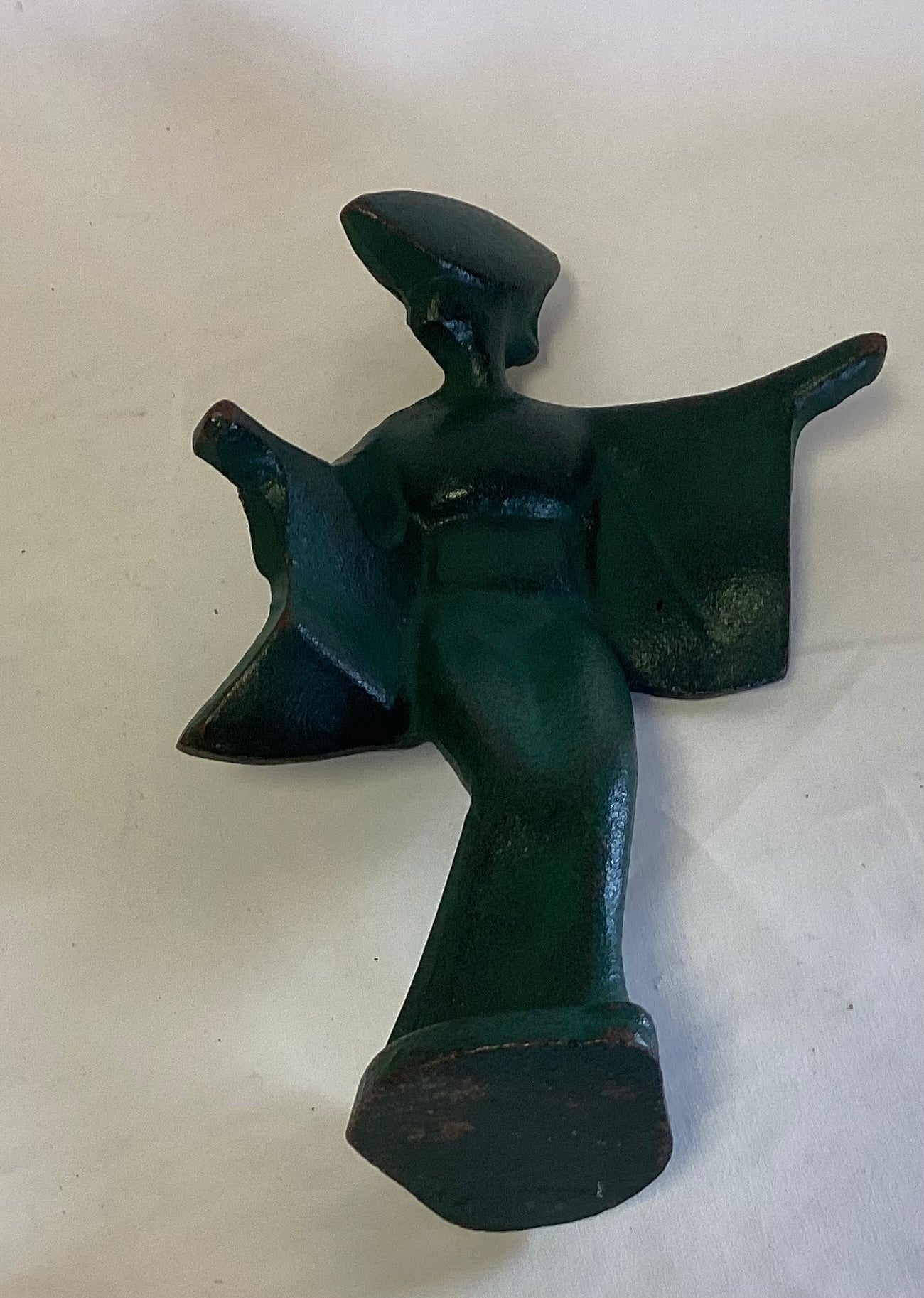 Vtg. Green Cast Iron Geisha Figurine