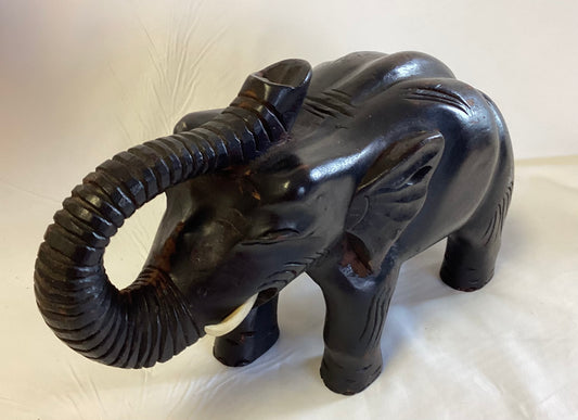 Wood Elephant with Tusks