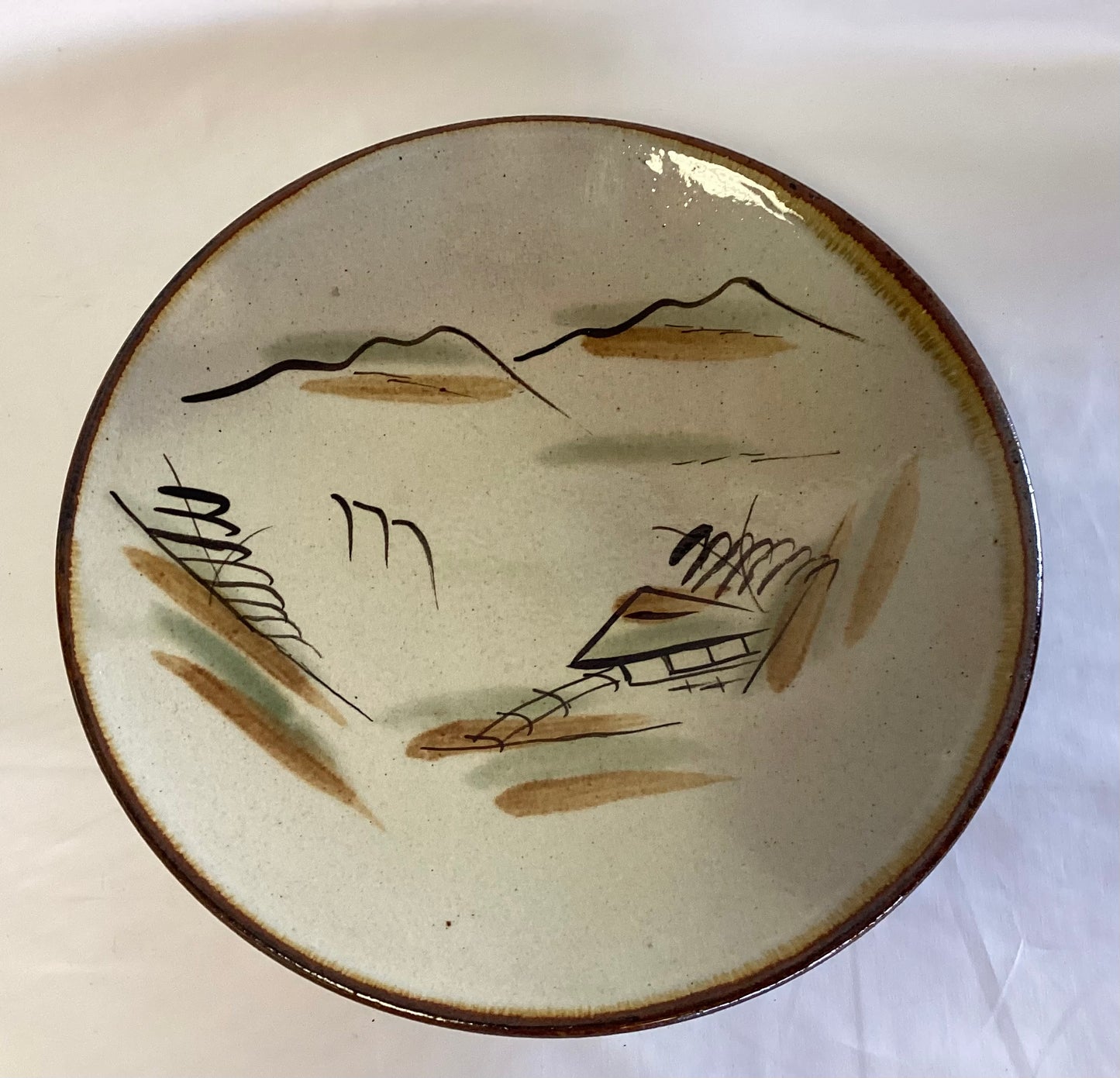 Vtg. Handpainted Asian Stoneware