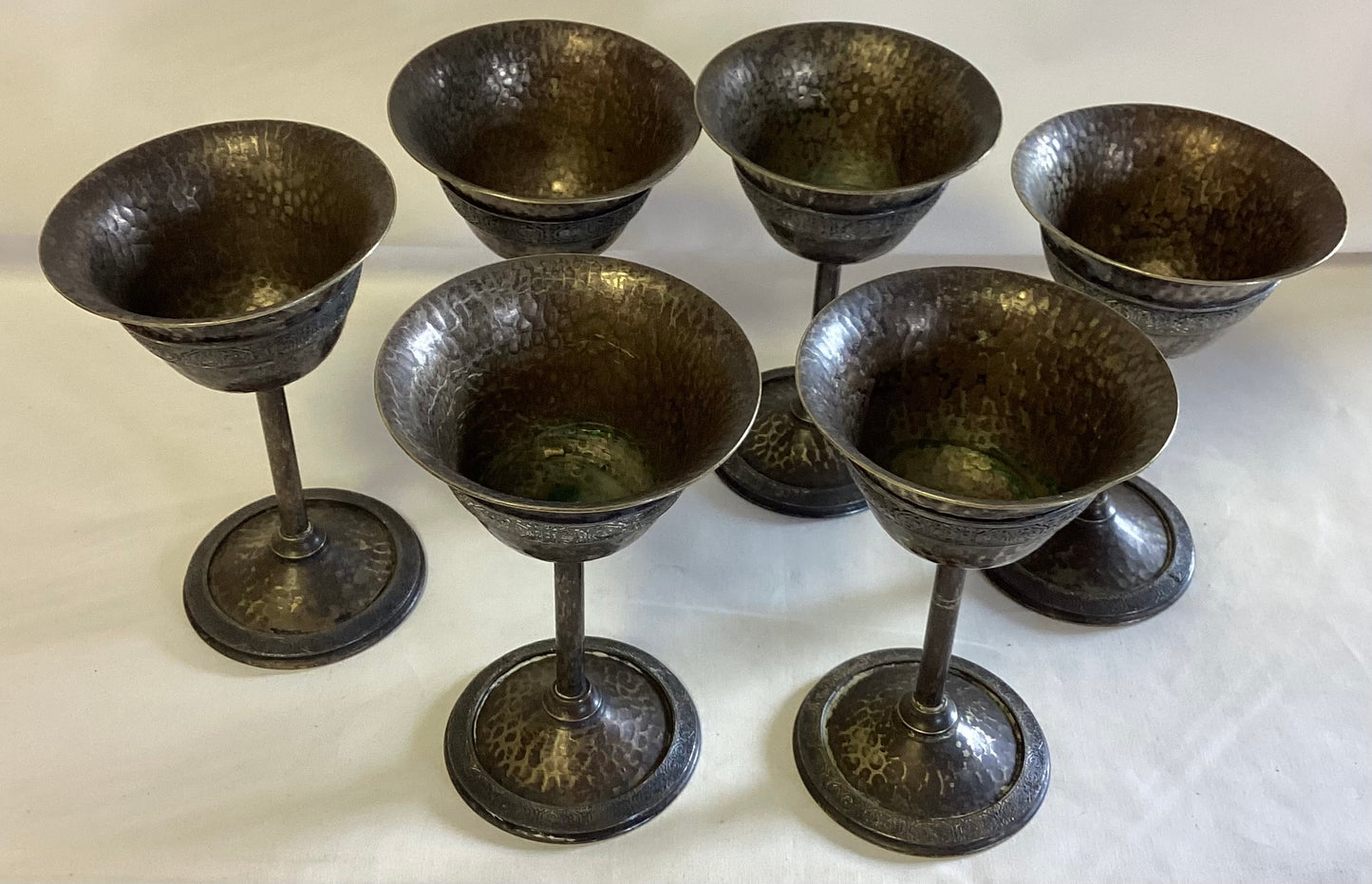 Set of 6 Hammered Goblets - vintage