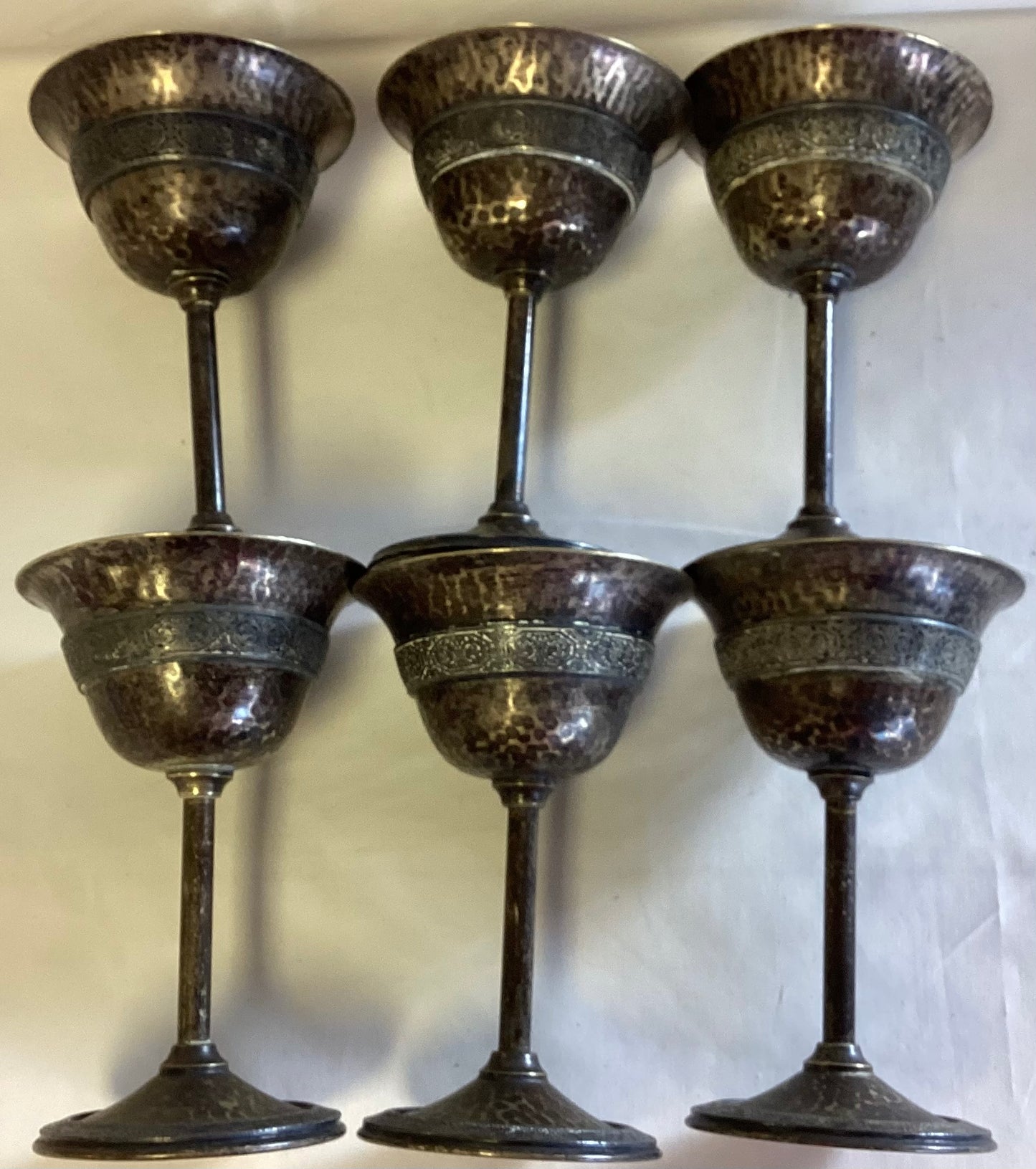 Set of 6 Hammered Goblets - vintage