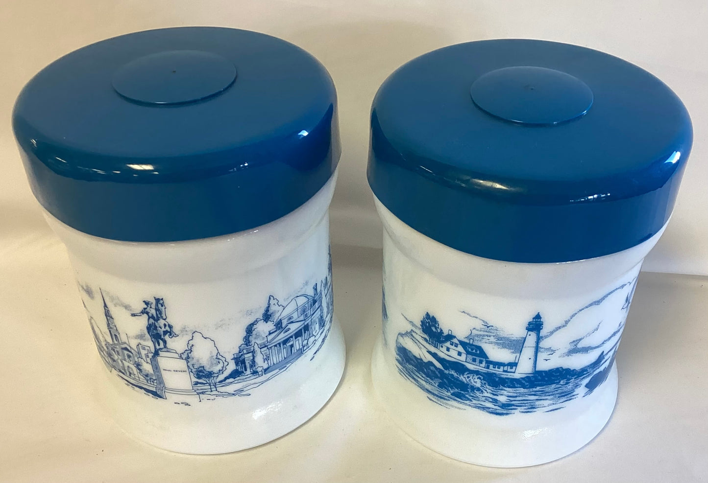 Pair of Milkglass Pipe Tobacco Storage Containers