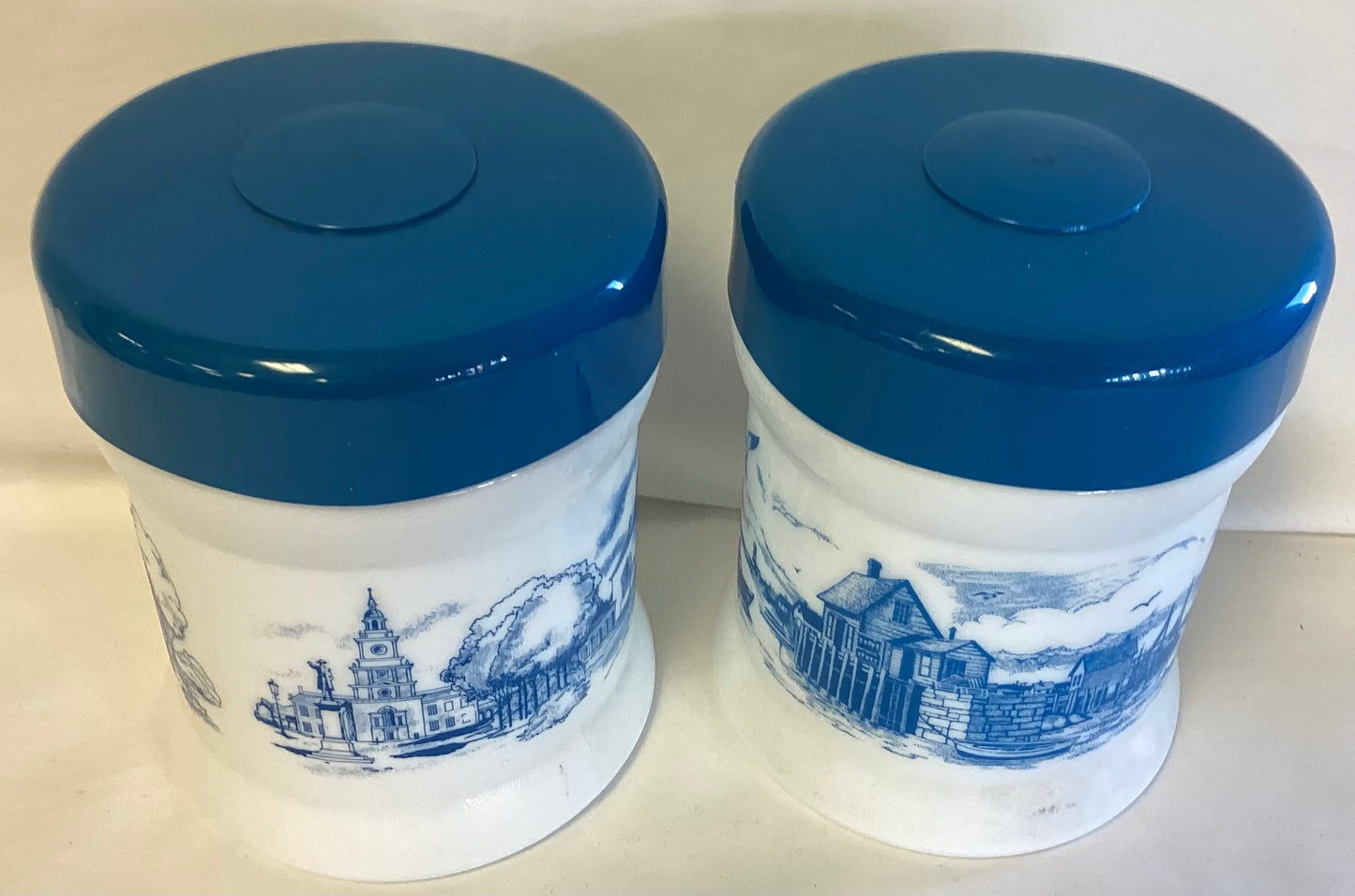 Pair of Milkglass Pipe Tobacco Storage Containers