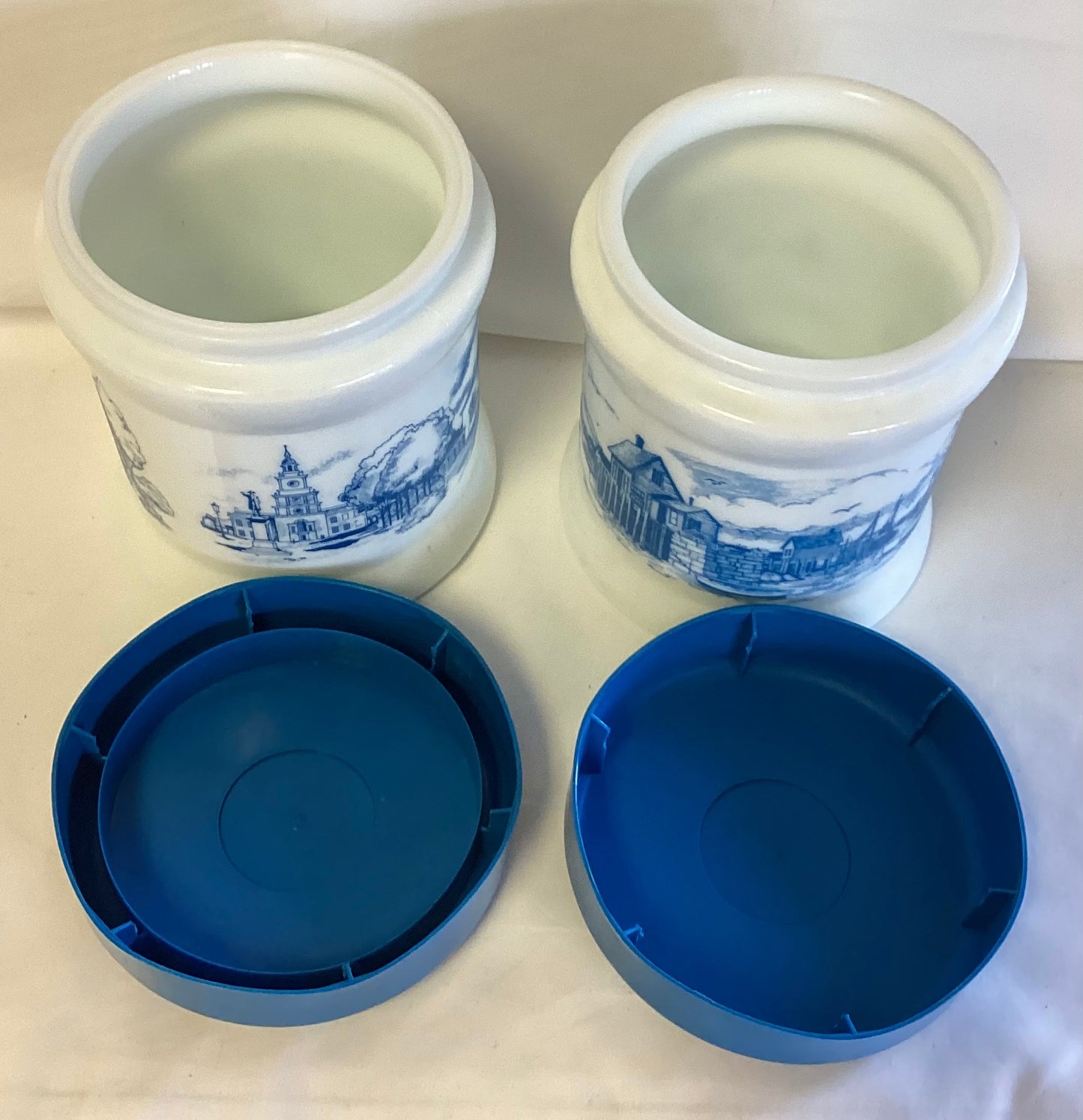 Pair of Milkglass Pipe Tobacco Storage Containers