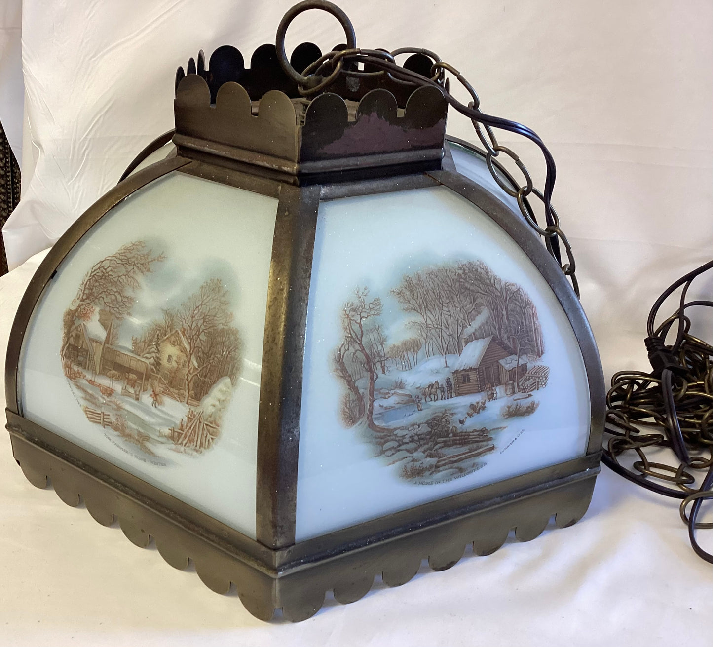 Currier & Ives Farmhouse Scene Hanging Light