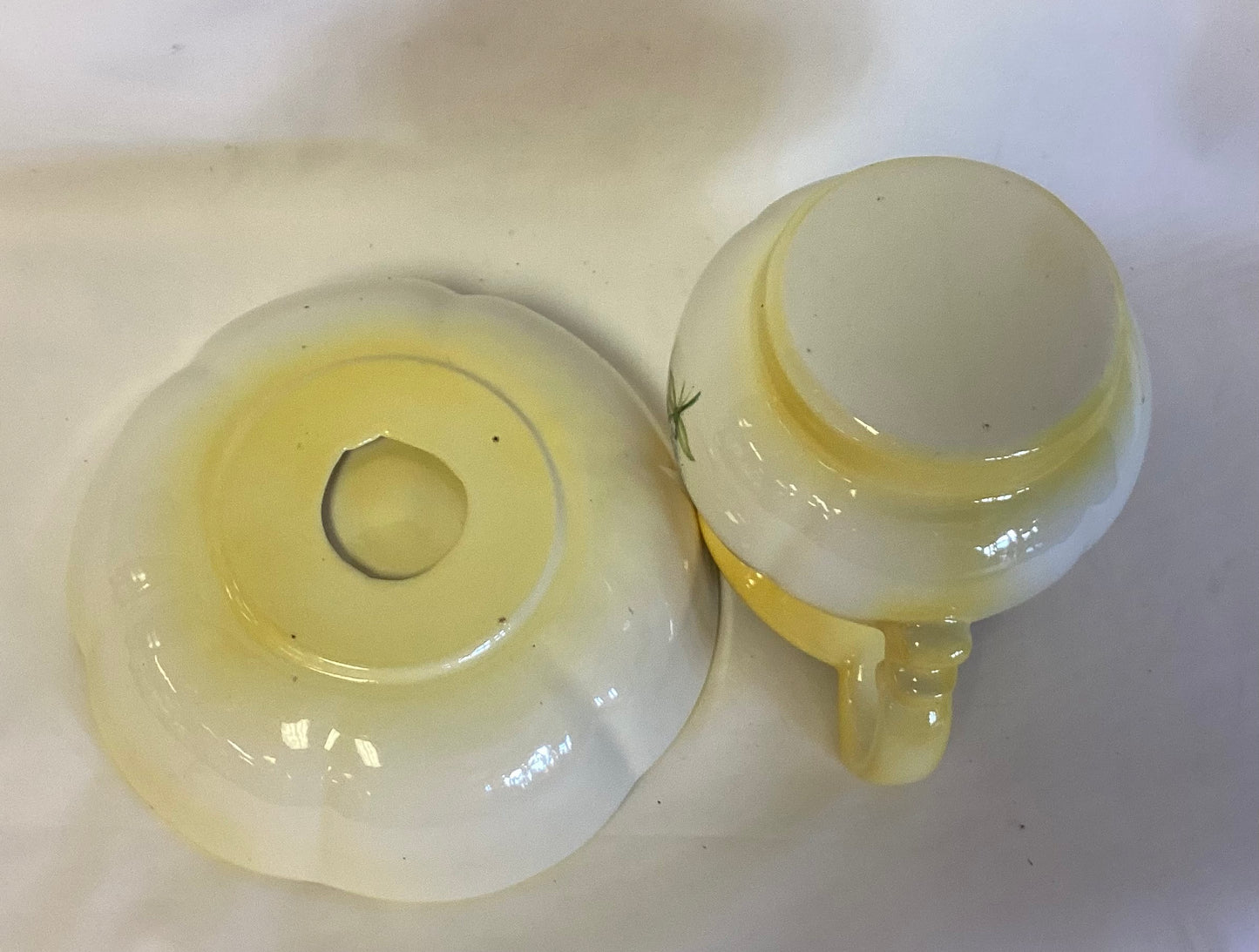 Yellow and White Pitcher & Bowl